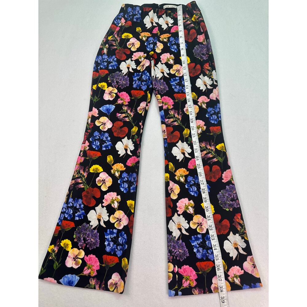 Alice + Olivia RMP Bootcut Pants Timeless Blossom Floral Mid Rise Size 0 - Picture 11 of 15